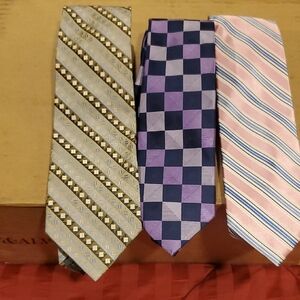 Elegant Men's Tie Set - Gold, Purple, and Pink